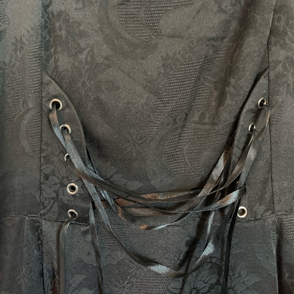 Hearts and Roses brand ALL BLACK lace up dress with crinoline skirt retro glam - Picture 6 of 10